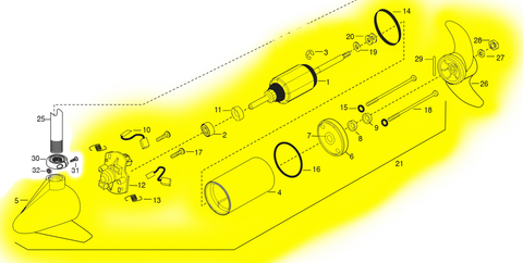 Minn Kota 55# Lower Unit Assembly US2 VS FW 2107098